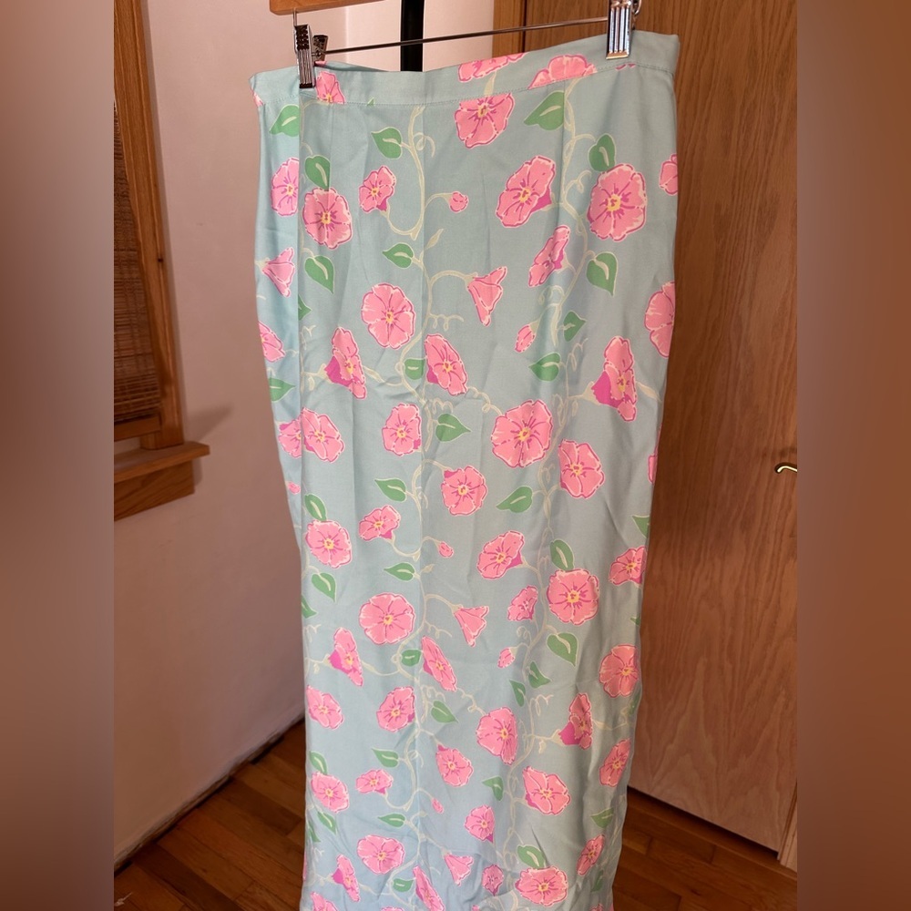 Lilly Pulitzer Maxi Skirt in Light Blue and Pink Floral - Picture 10 of 12